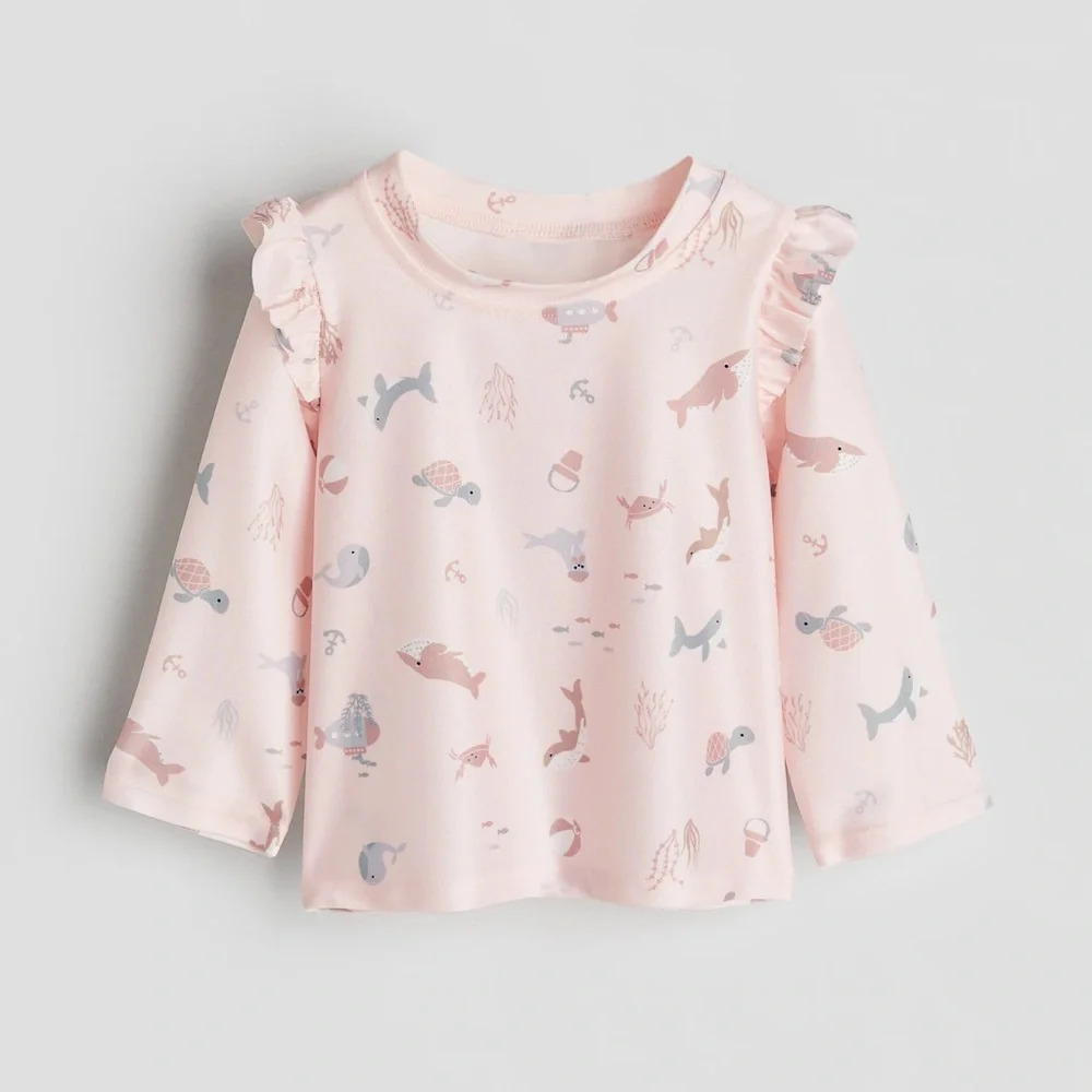 US 18M/2T H&M  swim shirt UPF-50 light pink/whales